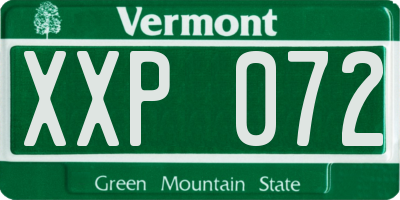 VT license plate XXP072