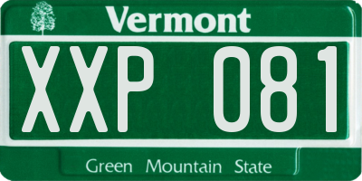 VT license plate XXP081