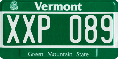 VT license plate XXP089