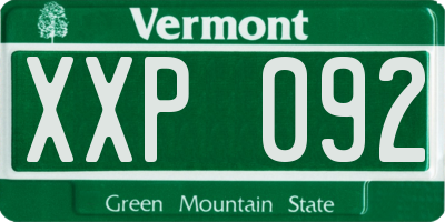 VT license plate XXP092