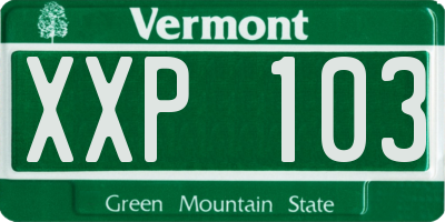 VT license plate XXP103