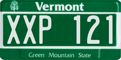 VT license plate XXP121
