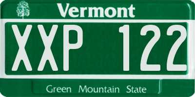 VT license plate XXP122