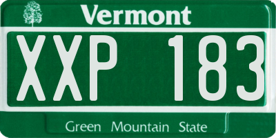 VT license plate XXP183