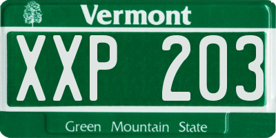 VT license plate XXP203