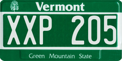 VT license plate XXP205