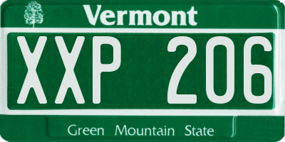 VT license plate XXP206