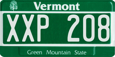 VT license plate XXP208
