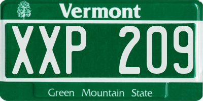VT license plate XXP209