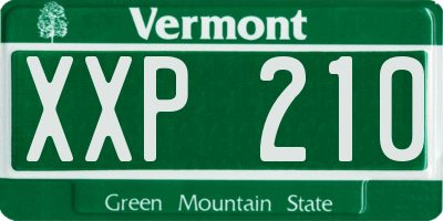 VT license plate XXP210