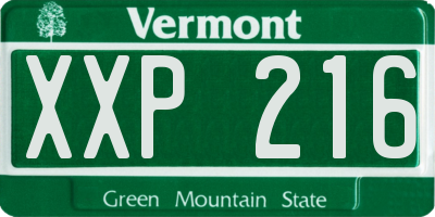 VT license plate XXP216