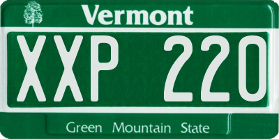 VT license plate XXP220