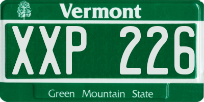 VT license plate XXP226