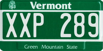 VT license plate XXP289