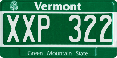 VT license plate XXP322