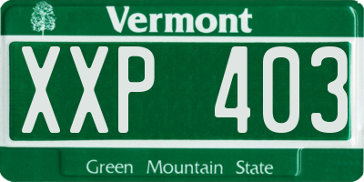 VT license plate XXP403