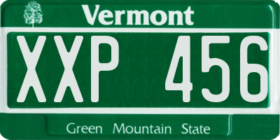 VT license plate XXP456