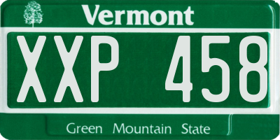 VT license plate XXP458