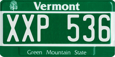 VT license plate XXP536