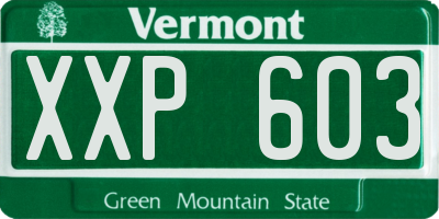 VT license plate XXP603