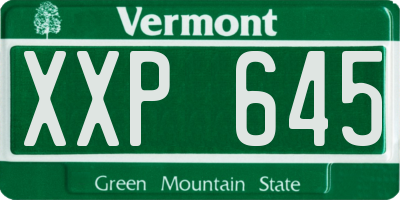VT license plate XXP645