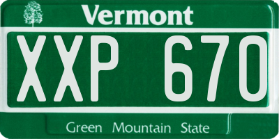 VT license plate XXP670