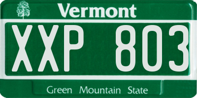 VT license plate XXP803