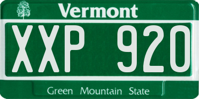 VT license plate XXP920