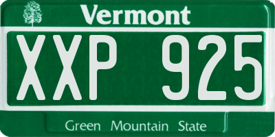 VT license plate XXP925