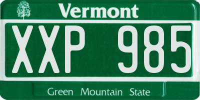 VT license plate XXP985
