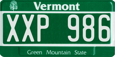 VT license plate XXP986