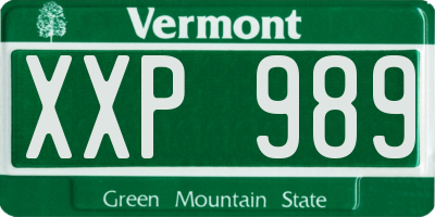 VT license plate XXP989