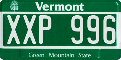 VT license plate XXP996