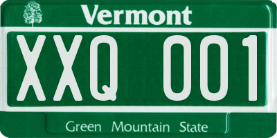 VT license plate XXQ001