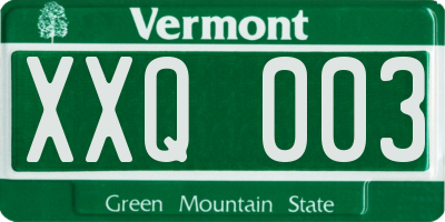 VT license plate XXQ003