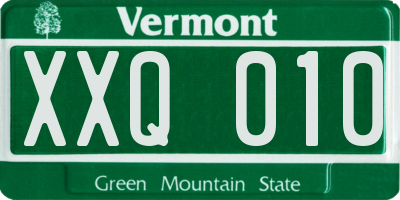 VT license plate XXQ010