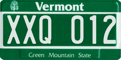 VT license plate XXQ012
