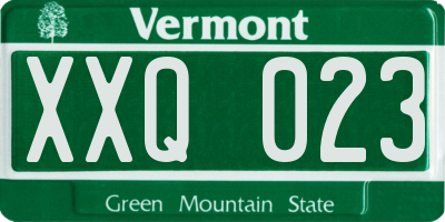 VT license plate XXQ023