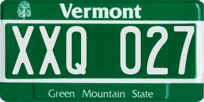 VT license plate XXQ027