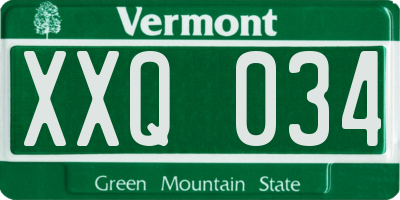 VT license plate XXQ034