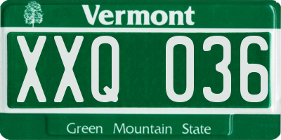 VT license plate XXQ036