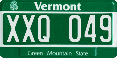 VT license plate XXQ049