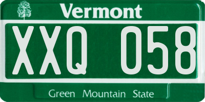 VT license plate XXQ058