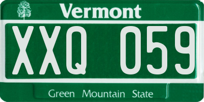 VT license plate XXQ059