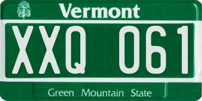 VT license plate XXQ061