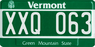 VT license plate XXQ063