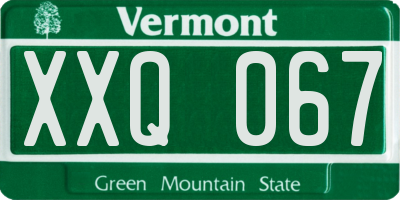 VT license plate XXQ067
