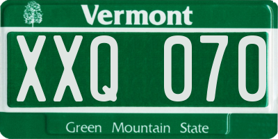 VT license plate XXQ070