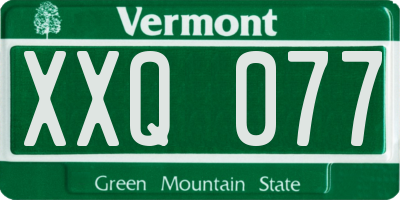 VT license plate XXQ077