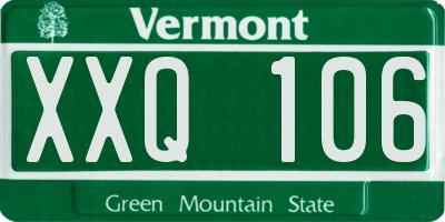 VT license plate XXQ106